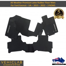 Fits Ford Everest UA - 2015 - 2023 - All Weather 12mm Heavy Duty Rubber floor mats