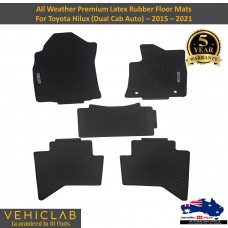 Fits Toyota Hilux Dual Cab -2015 - 2023 - All Weather 12mm Heavy Duty Rubber floor mats